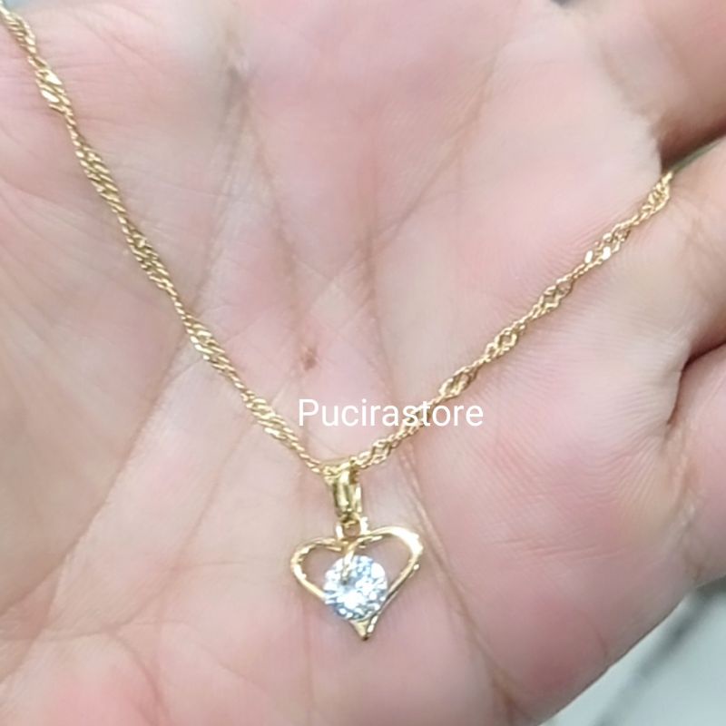 Gratis cincin kalung liontin titanium wanita anti luntur mewah mata diamond