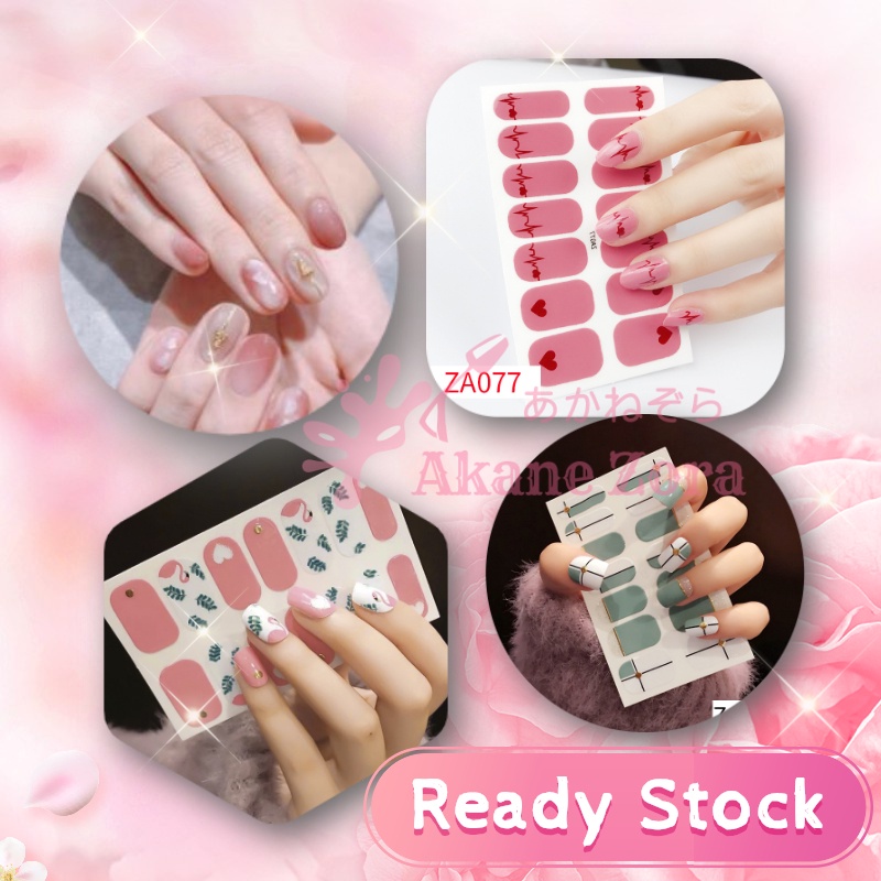 Akane Zora Nail Sticker Korean Style Nail Art Fake Nails Stiker Kuku Dan Stiker Kuku Serta Stiker Kuku Inai Kuku Halal Kuku Palsu Murah Lem Kuku Palsu Dan Nail Polish Remover Tahan Lama Nail Art