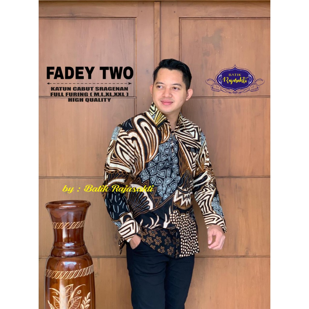 FADAY TWO RAJASAKTI KEMEJA BATIK SOLO PRIA LENGAN PANJANG LAPIS FURING ATASAN BATIK PREMIUM MODERN KATUN HALUS BAHUWIRYA  BANAMITRA BANAMITRA PUTIH BANGSAWAN BAYU PUTRA BERLIAN BIRU BHARATAYUDA BIMASENA BIRENDRA BIRU INDAH BRAHMAKERTA BRAHMAKERTA MERAH