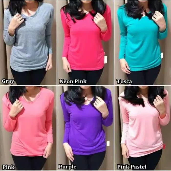 KAOS VNECK TANGAN PANJANG Kaos wanita Kaos Lengan Panjang Basic