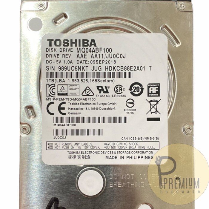 TOSHIBA HDD 1TB INTERNAL STORAGE MEMORY INTERNAL 1TB