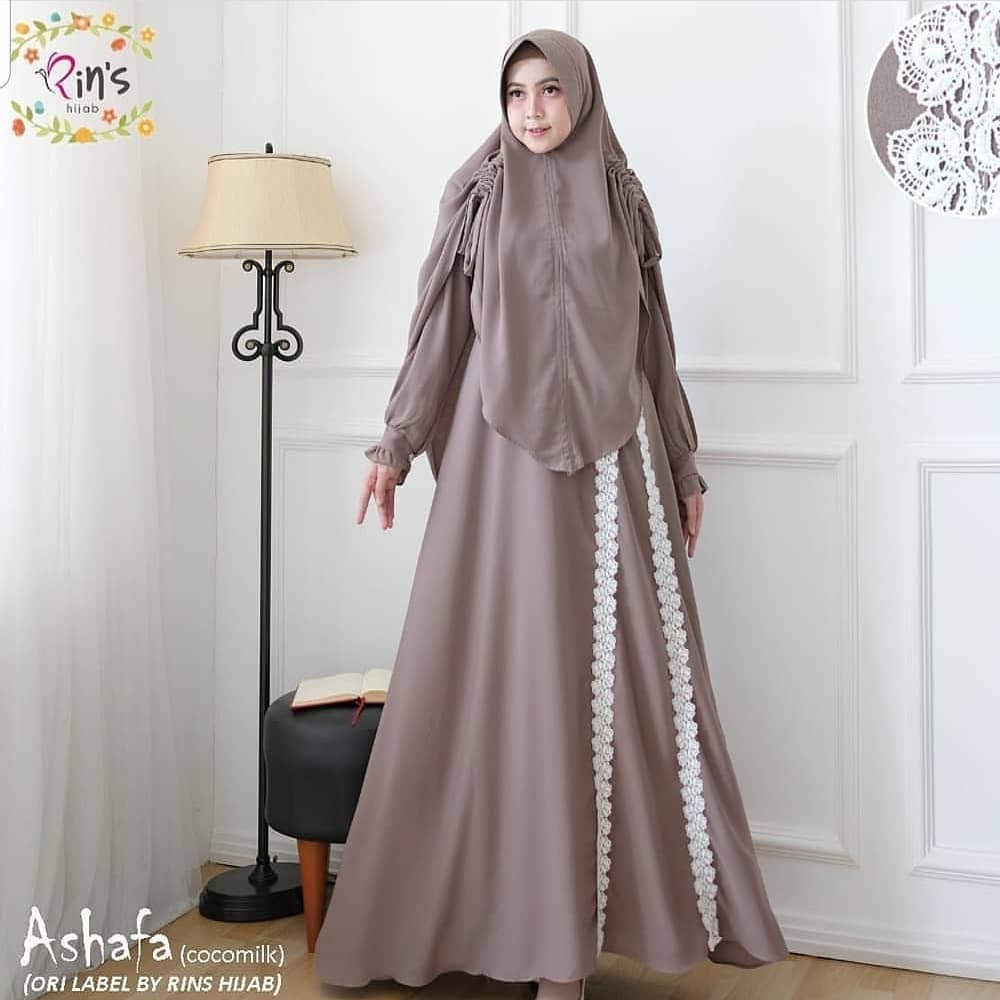 Dress + khimar ASYAFA SYARI AQ001 / Gamis Syari Murah