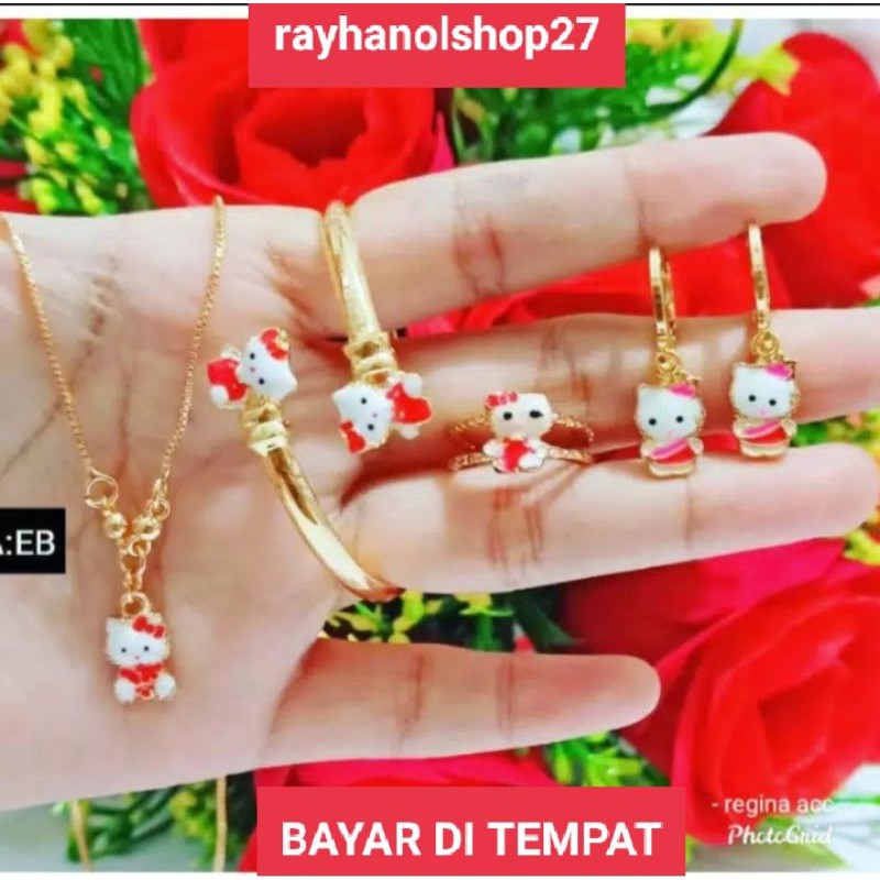 SET PERHIASAN ANAK TITANIUM USIA 1-13THN BANYAK PILIHAN MODEL DAN BENTUK NYA LAPIS EMAS 24 K GOLD