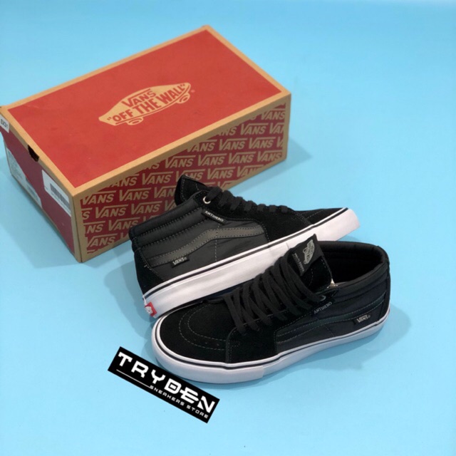 Sepatu Vans Sk8 Mid PRO ANTI HERO Grosso Black Waffle DT Original BNIB Premium Import