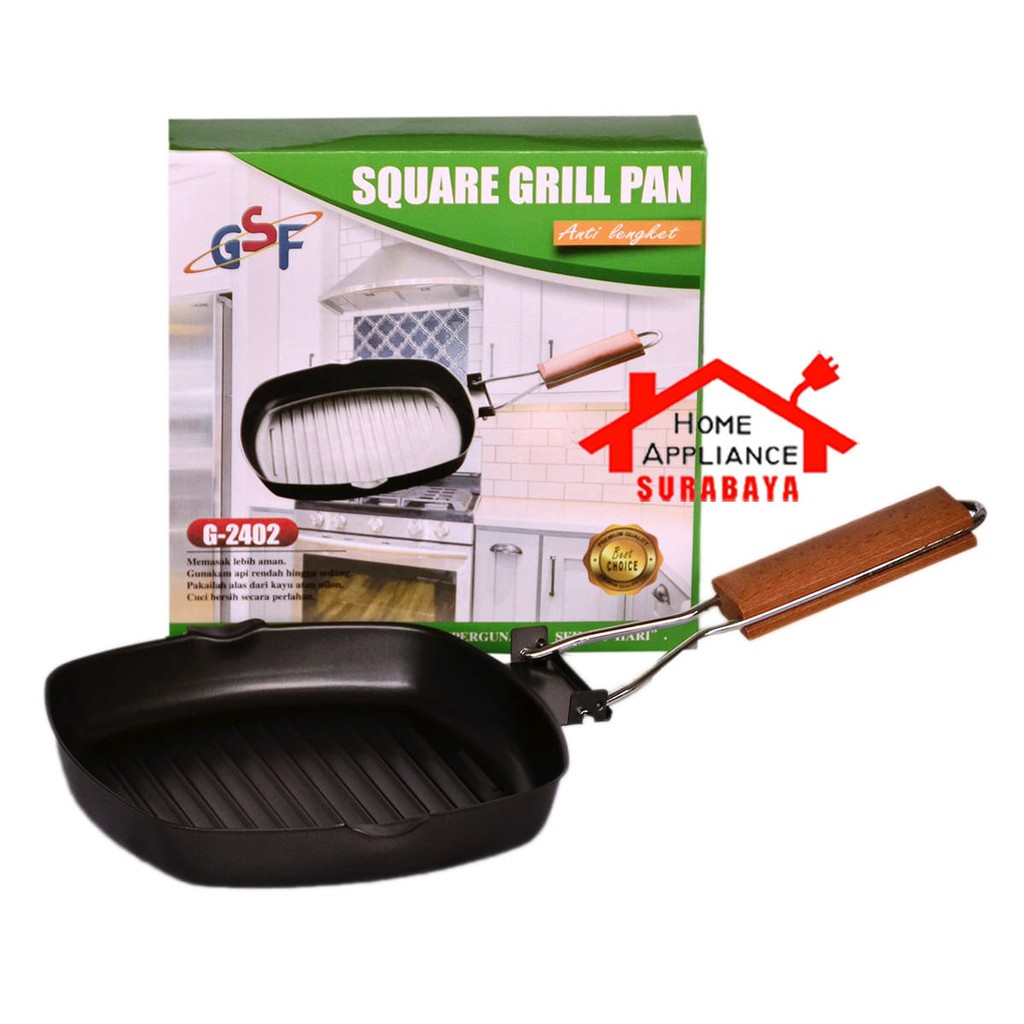 Panci Square Grill Pan 20 CM G 2402 - Wajan Panggan Non Stick BBQ Bakaran Sate Serbaguna