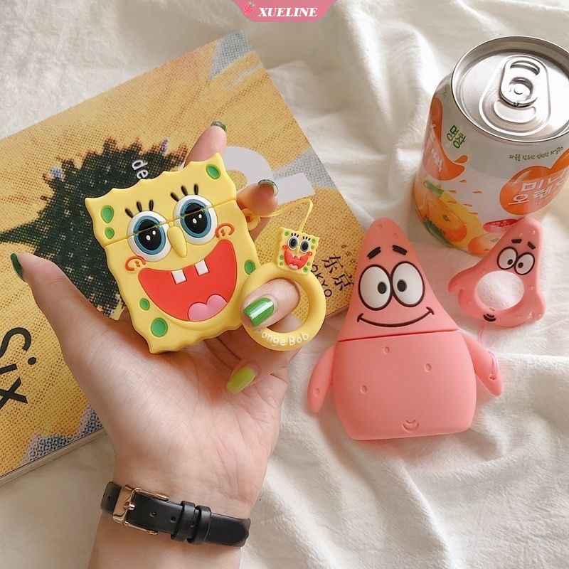 Casing Soft Case Silikon Motif Kartun SpongeBob SquarePants Patrick Star Untuk AirPods 1 / 2 / 3 Pro