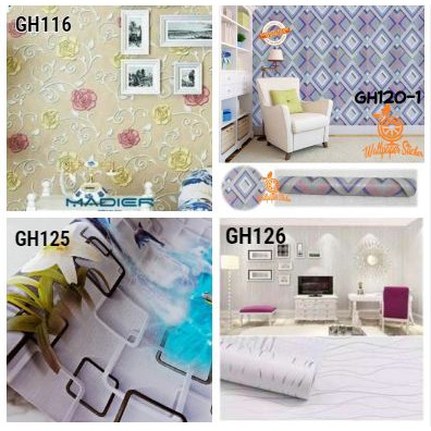 Wallpaper Dinding Sticker Walpaper Stiker Wallstiker Motif Batik Bunga Garis Karakter GH080 - WORLDHOME