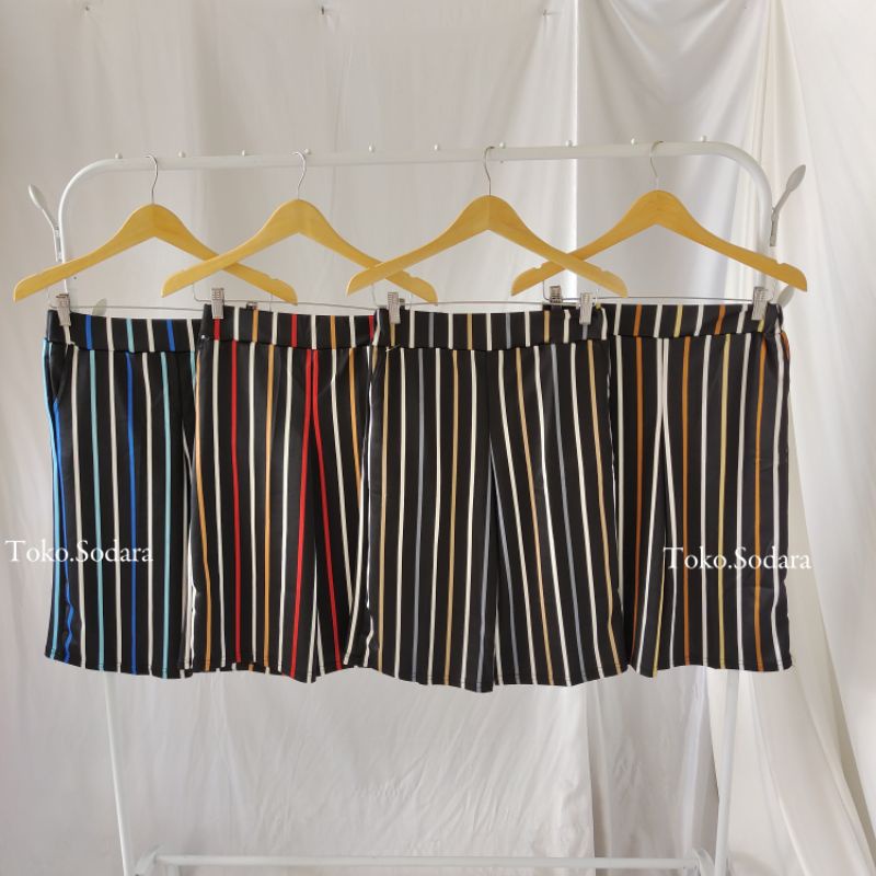 Celana Pendek Scuba // Motif Salur Warna // Celana Haul