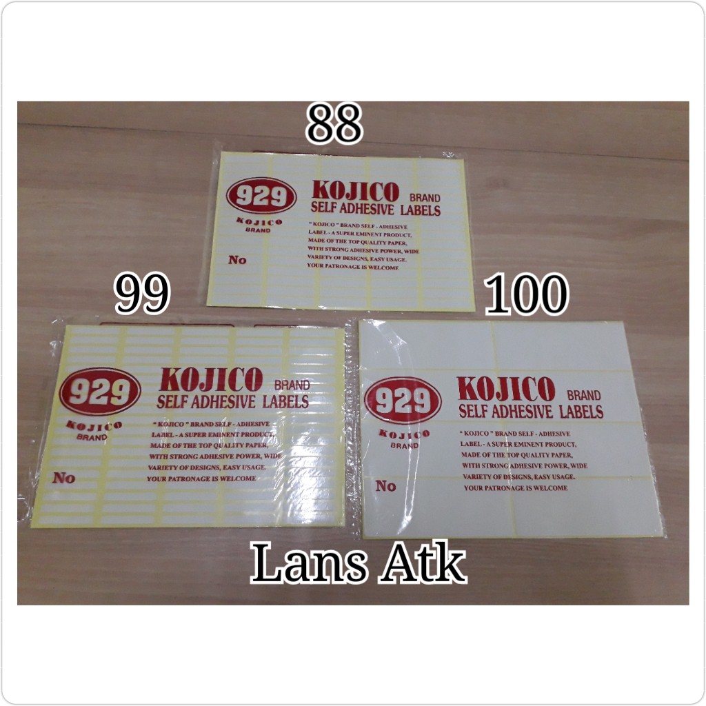 

Label Harga Kojiko No. 88,No. 99,dan No. 100 tempelan harga