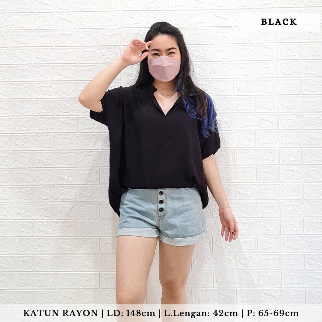 2904 CARITA OVERSIZE TOP BLOUSE BIGSIZE JUMBO FELICIA BLOUSE-BLACK