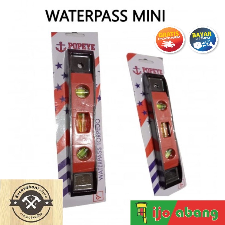 Waterpass Magnet Torpedo 9 inch Penggaris Level Mini 9inch 9&quot; Popeye Waterpas Tukang water pass pas