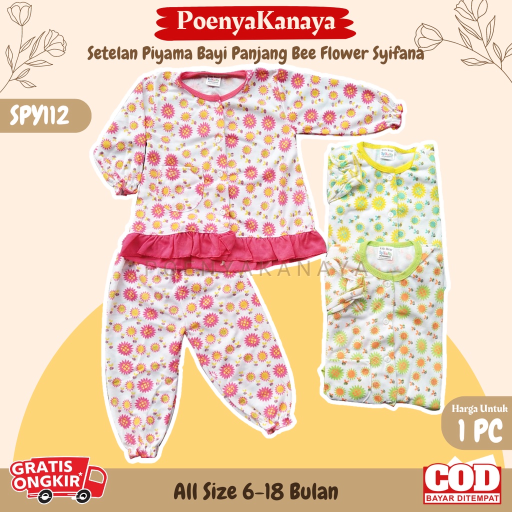 Setelan Baju Bayi Piyama Bayi Panjang Perempuan BEE FLOWER Syifana 6-18 bln SPY112