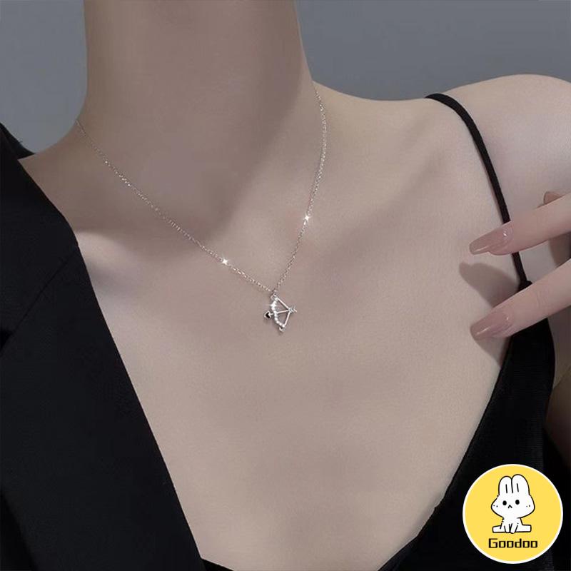 Eros Cupid's Arrow Flash Berlian Klavikula Rantai Liontin Temperamen Cahaya Mewah Busur Panah Kalung -Doo