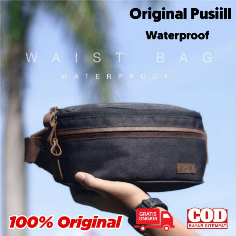 Tas Selempang Pria Kulit Asli Original Pusiill Anti Air Waterproof Waisbag Distro Cowok Tas Pinggang