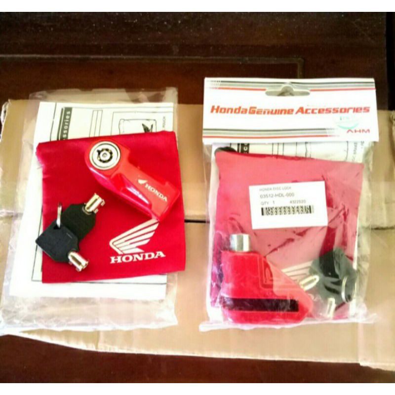 Kunci gembok cakram disk lock motor Honda bisa di Yamaha Suzuki Original AHM / Gembok Anti Maling-3
