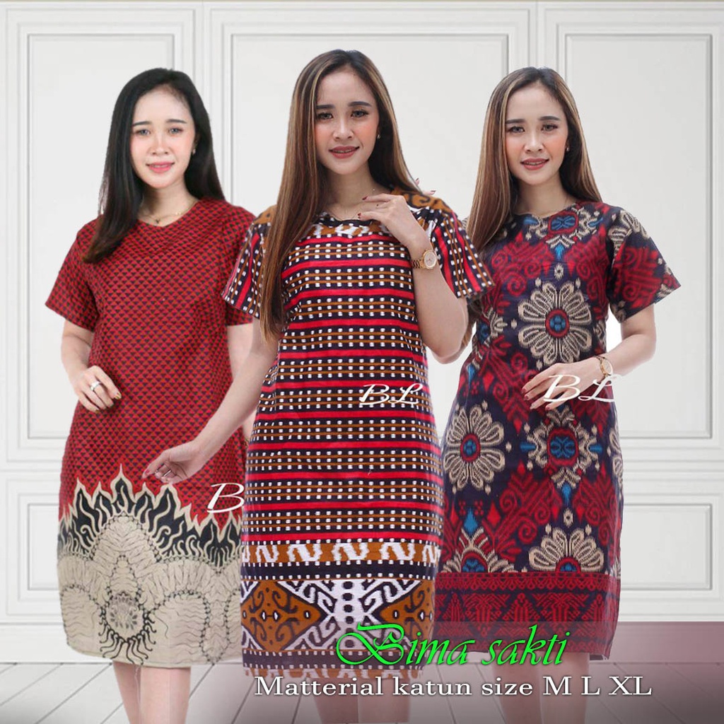 dress batik wanita modern lengan pendek modern murah