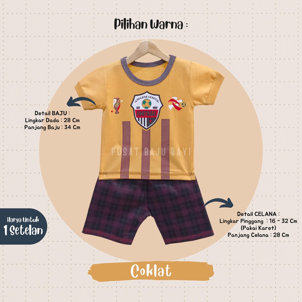 Setelan Baju Bayi Pendek 3 - 12 Bulan merk DONT STOP motif FOOTBALL