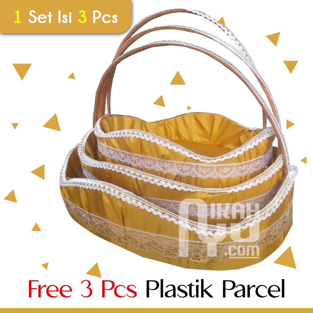 Box Keranjang Hantaran / Seserahan Pernikahan Warna Gold + Free 3 Pcs Plastik Parcel
