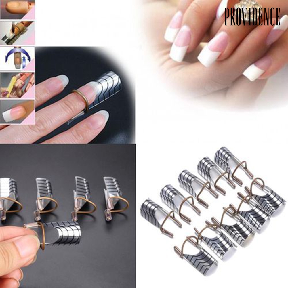 Providence 5Pcs Women Reusable Aluminum UV Gel Acrylic Tips Nail Art Extension Guide Forms