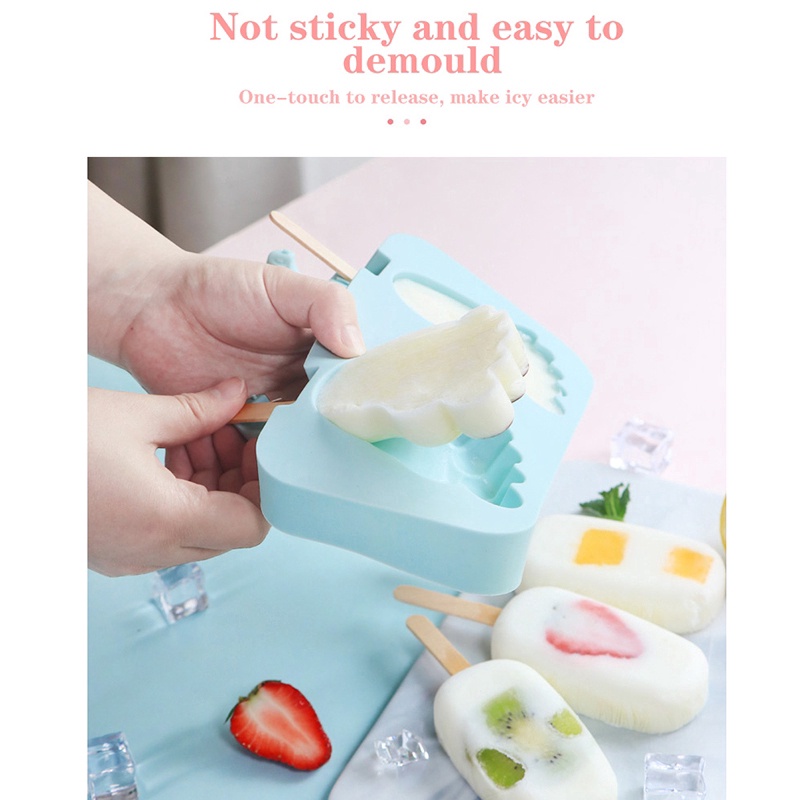 Cetakan Es Krim Popsicle Handmade DIY Bahan Silikon Dengan 6 Gaya