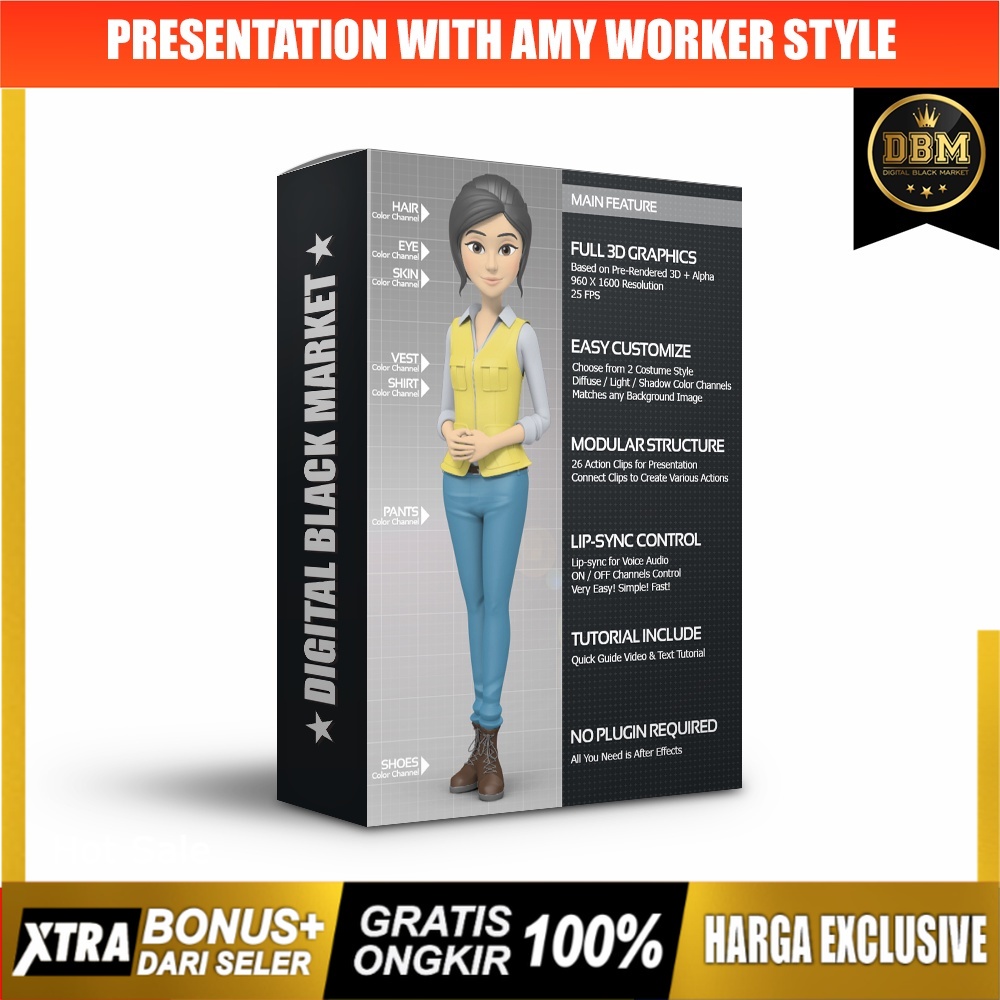 3D Presentation With Amy Worker Style - After Effects Project Files