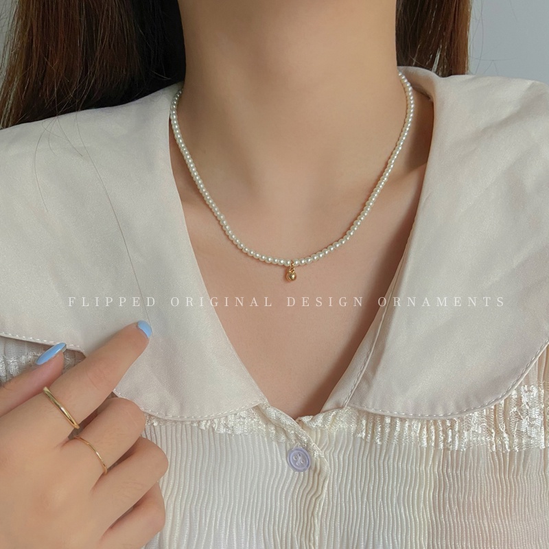 Kalung Choker Liontin Hati Aksen Mutiara Bahan Logam Gaya Korea Untuk Wanita