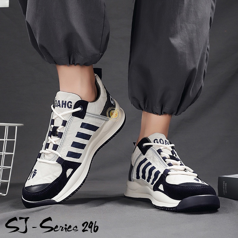 [JWALK] Sepatu Pria Sneakers Bertali Trendy untuk Hangout Kualitas Import Premium -296 PUTIH