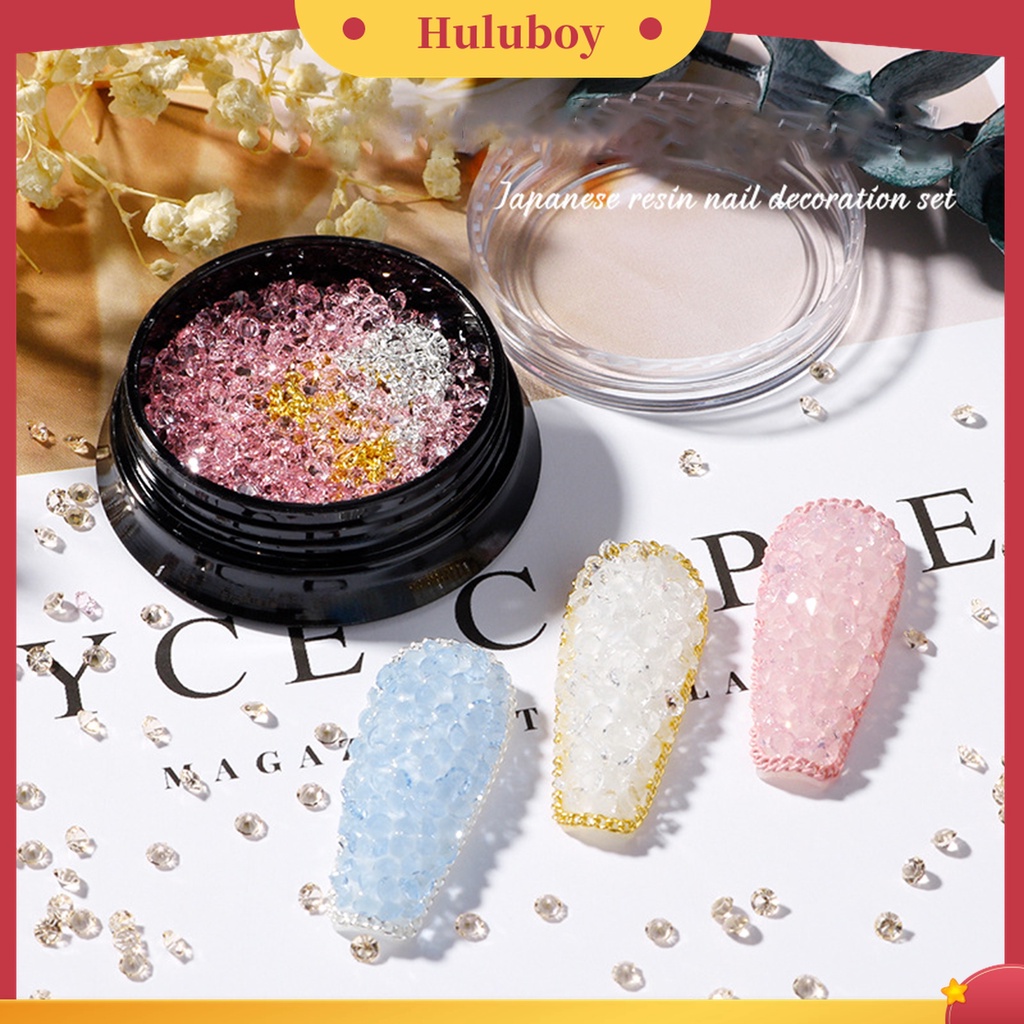 Huluboy Huluboy♡ 1 Kotak Ornamen Batu Berlian Imitasi 3D Untuk Dekorasi Nail Art