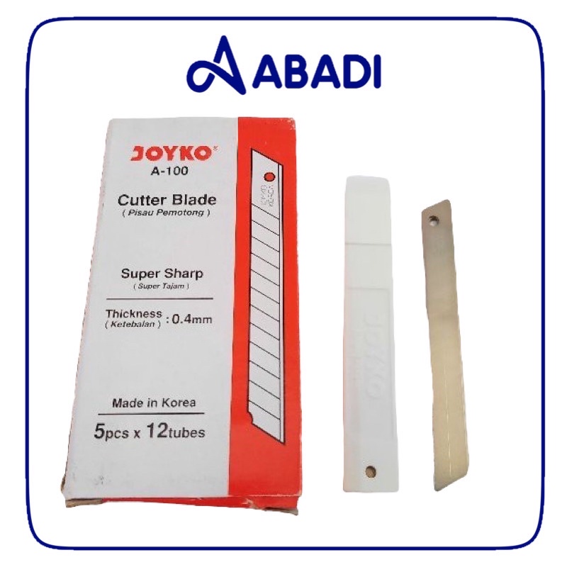 

Isi Cutter Joyko A-100 (1pak/12kotak/5pcs)