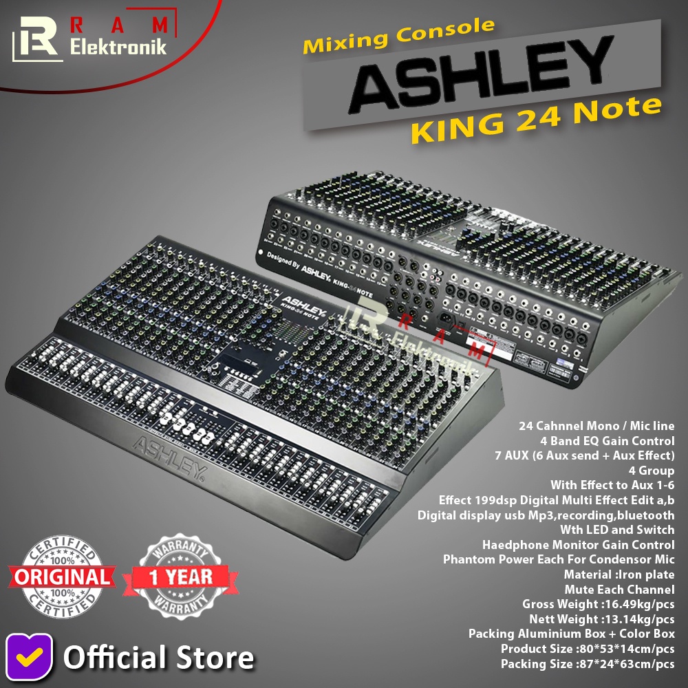 Mixer 24 Channel ASHLEY King 24 Note / King24 Note Original