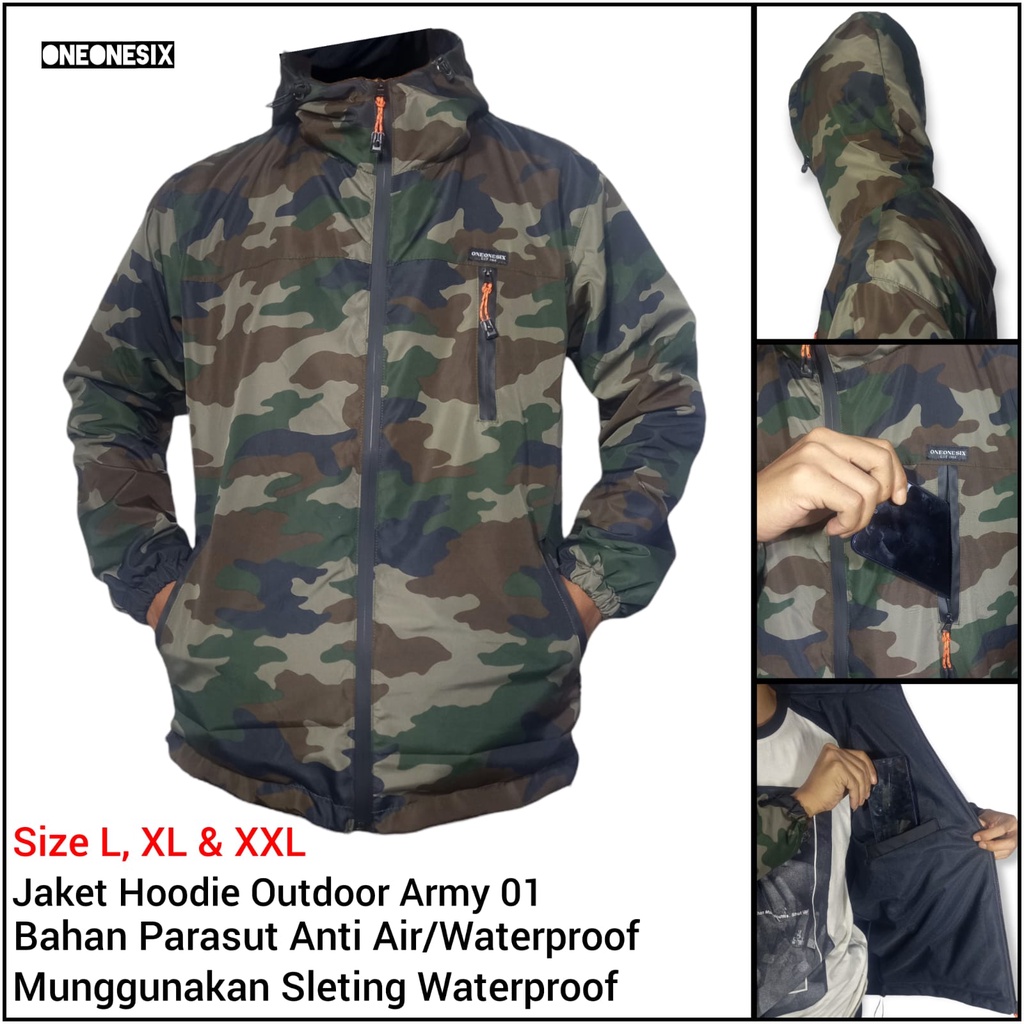 Jaket Parasut Anti Air Pria Jacket Hoodie Outdoor Taslan JN Pria &amp; Wanita Waterproof