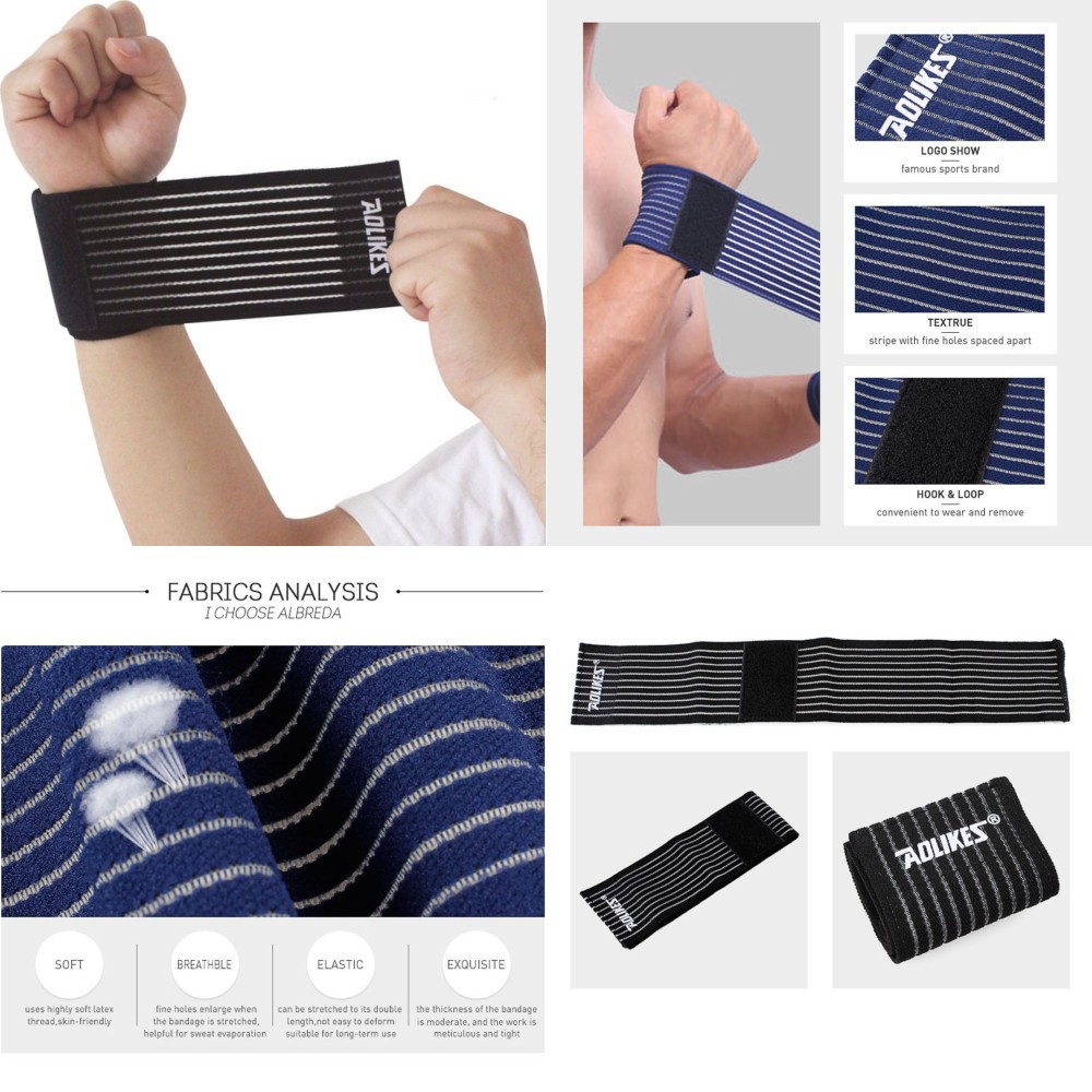 AOLIKES Pelindung Pergelangan Tangan Wrist Support Fitness Olahraga 1526 Black Grab Medan