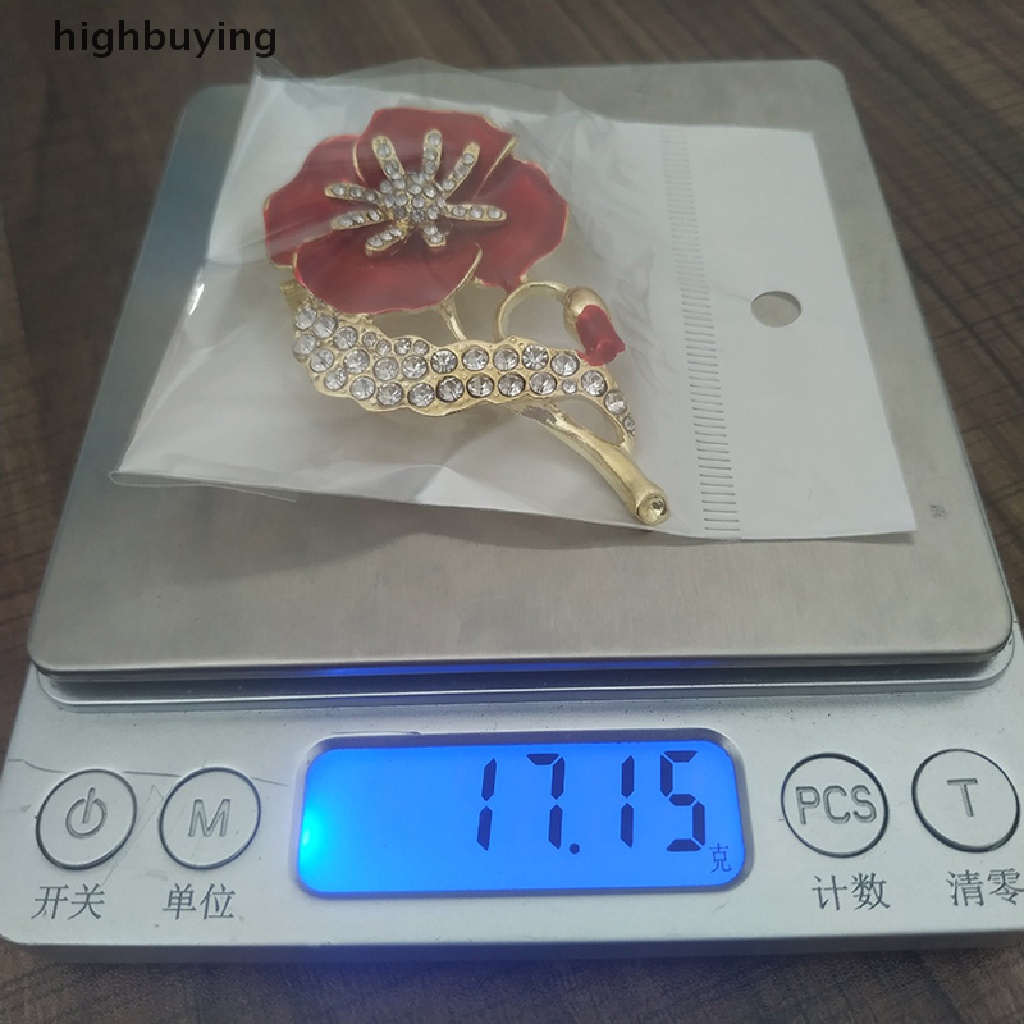 Hbid Bros Enamel Bentuk Bunga Anyelir Merah Kreatif Warna Emas