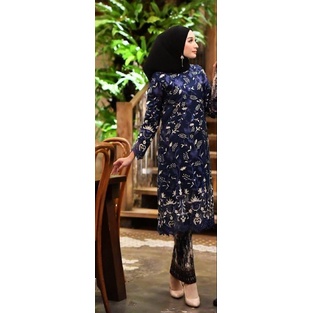Kebaya Tunik Tulle Nagita Slavina Tuton dua warna/Kebaya Modern/jumbo ld 130/Tunik/Kebaya-Navy