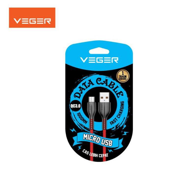 Kabel Data USB Veger VG-18 Micro VG18 tipe C type C Type-C QC3.0 100Cm Fast Charging