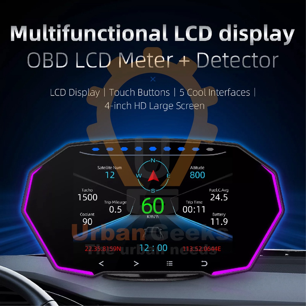 Head Up Display F11 HUD Gauge Speedometer Digital OBD2 GPS system F11