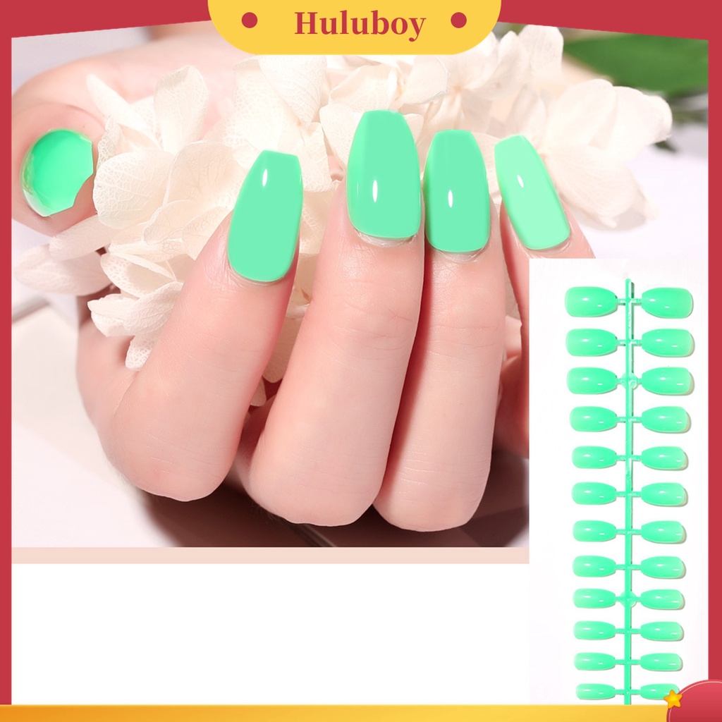 Huluboy Huluboy♡ 24pcs / Lembar Kuku Palsu Buatan Bahan Plastik Tahan Gores Tahan Jatuh Untuk Profesional