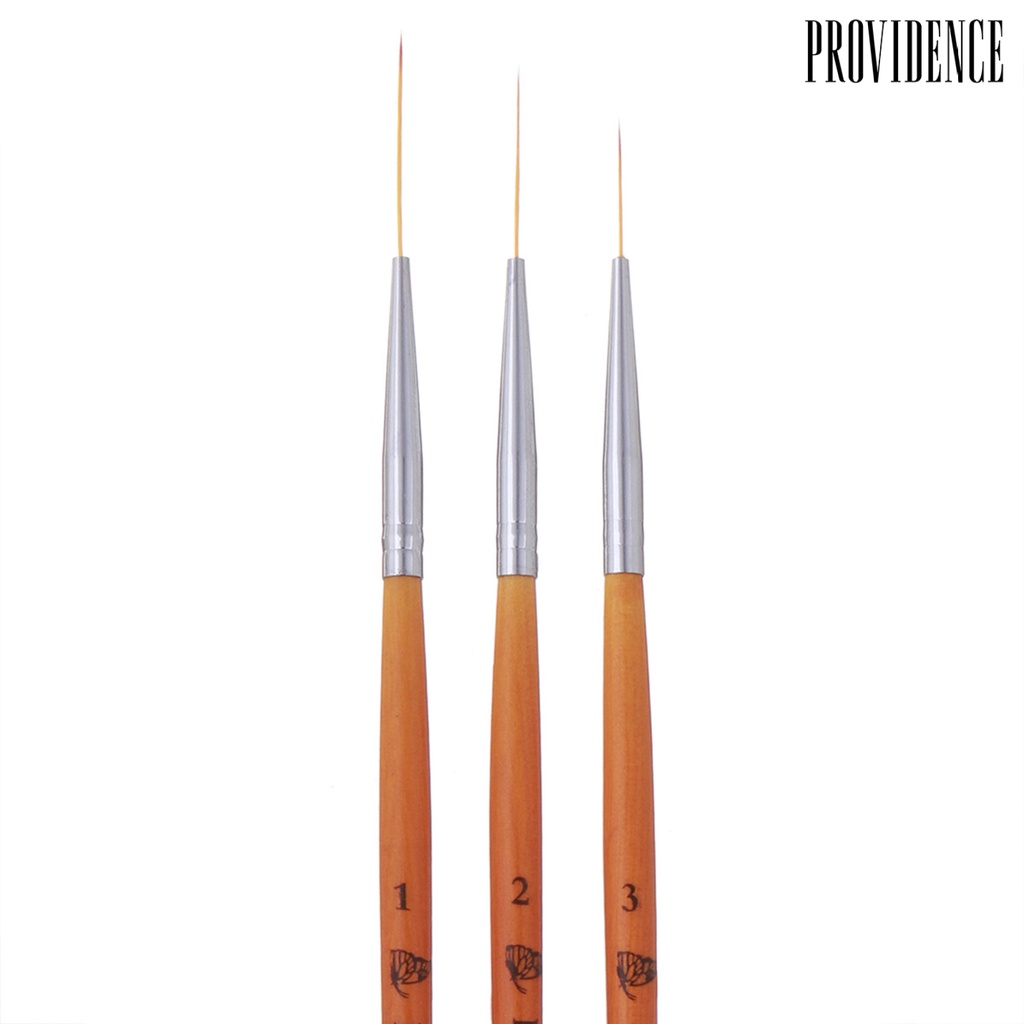 Providence 3Pcs/Set Tip Head Nail Painting Pen Ergonomics Handle Lightweight Nail Art Brush Wooden Handle French Lines Pen for Manicure