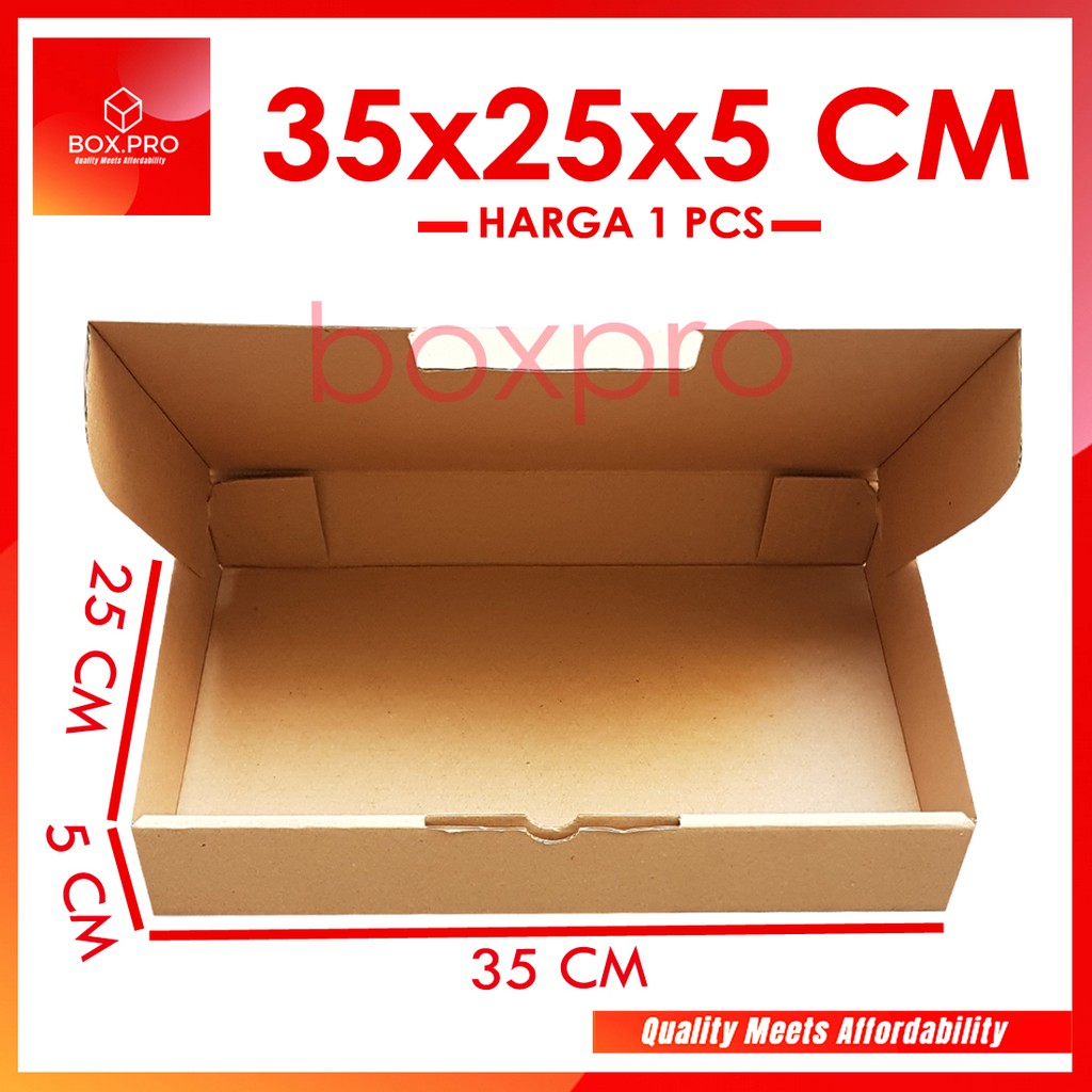 

Kardus Dus uk 35x25x5 cm (ECER) Die Cut Box Kotak Packing Aksesoris Baju Makanan Pizza Hijab Kue