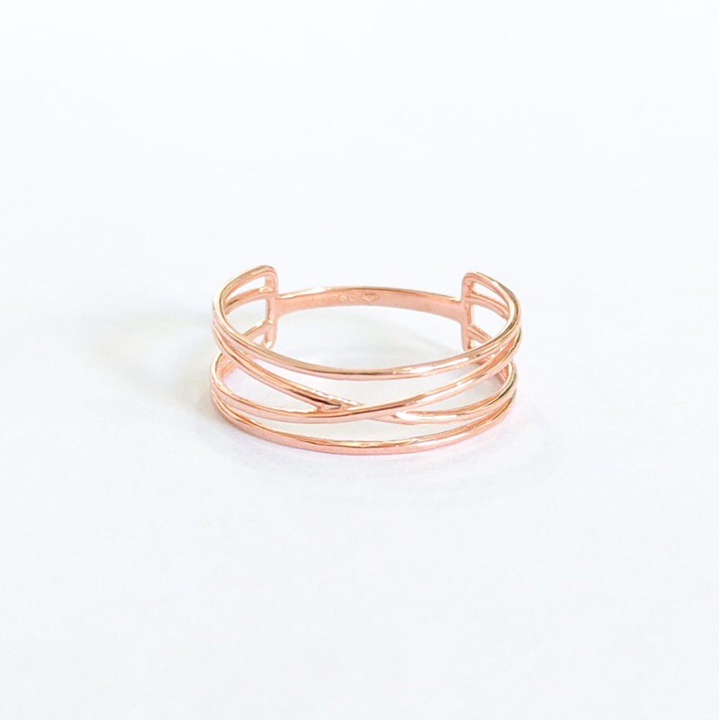 cincin wanita rosegold model tali simpul elegant emas asli
