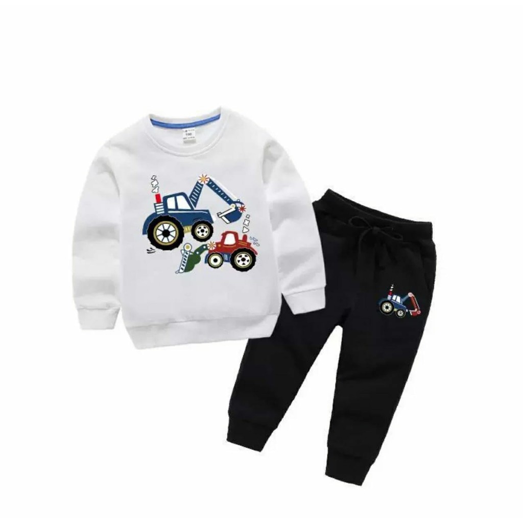 COD - ARPIOS SHOP - Stelan TRACTOR - Stelan Anak Cowo Cewe SATU SET ( Sweater + Celana )