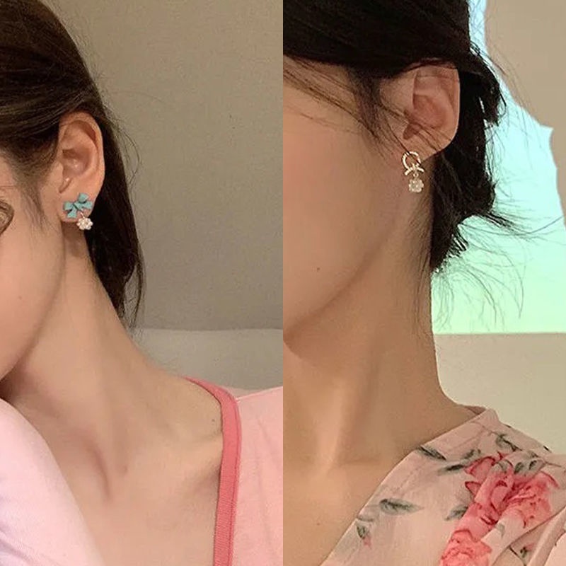 Anting S925 Silver Needle Aksen Mutiara Gaya Korea Untuk Hadiah