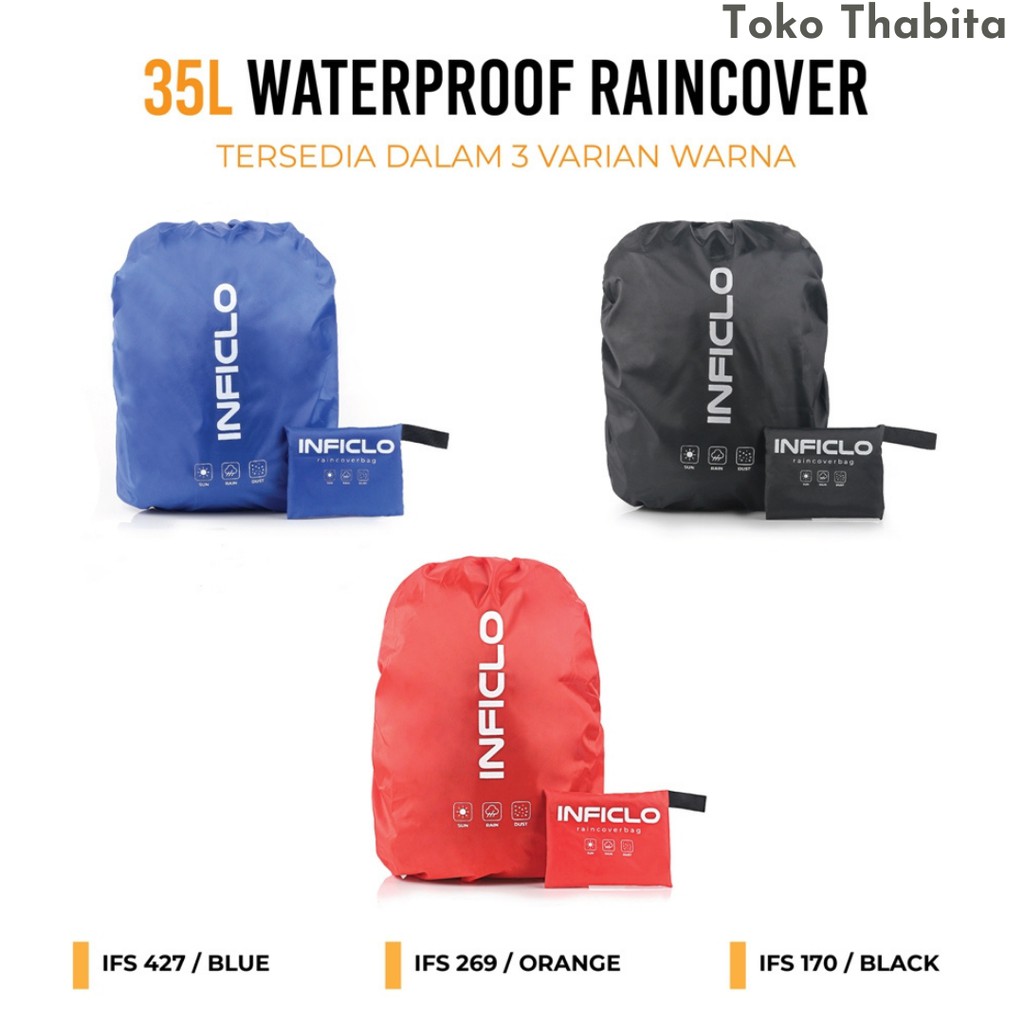 Inficlo Rain Cover Bag 35L Raincoat Ransel Tas Gunung Standar IFS