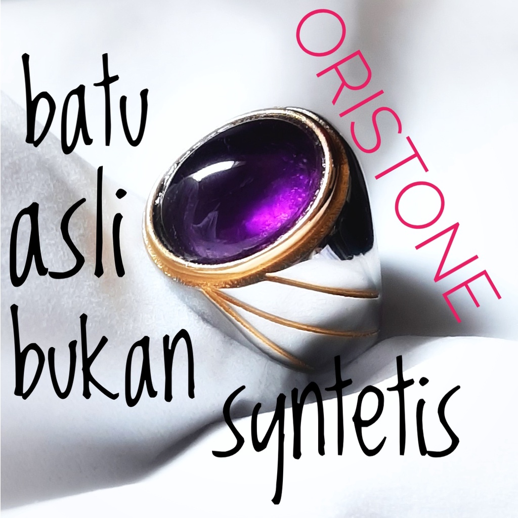 Batu Cincin Kecubung Asli Ikatan Titanium