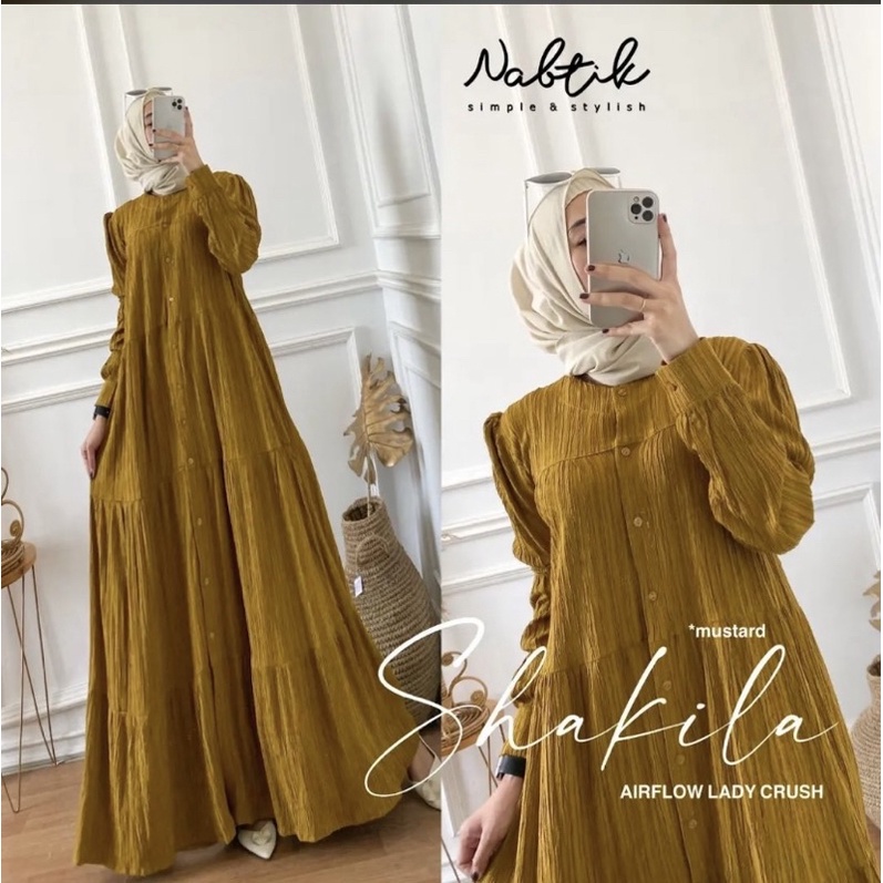 GAMIS GISKA LIO SYAHIRA AIRFLOW LADY CRUSH DRESS WANITA CIKA ZULFA CERIS BAVIN SHAKILA DRES MUSLIM