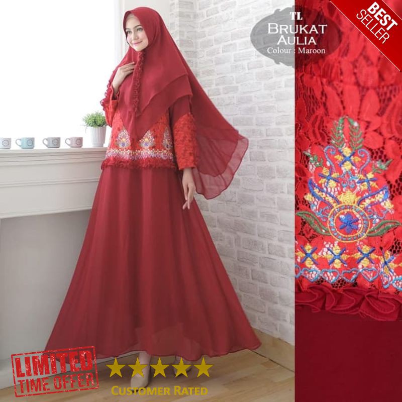TERLARIS [Syari Ceruty Aulia Maroon TL] gamis wanita ceruty merah