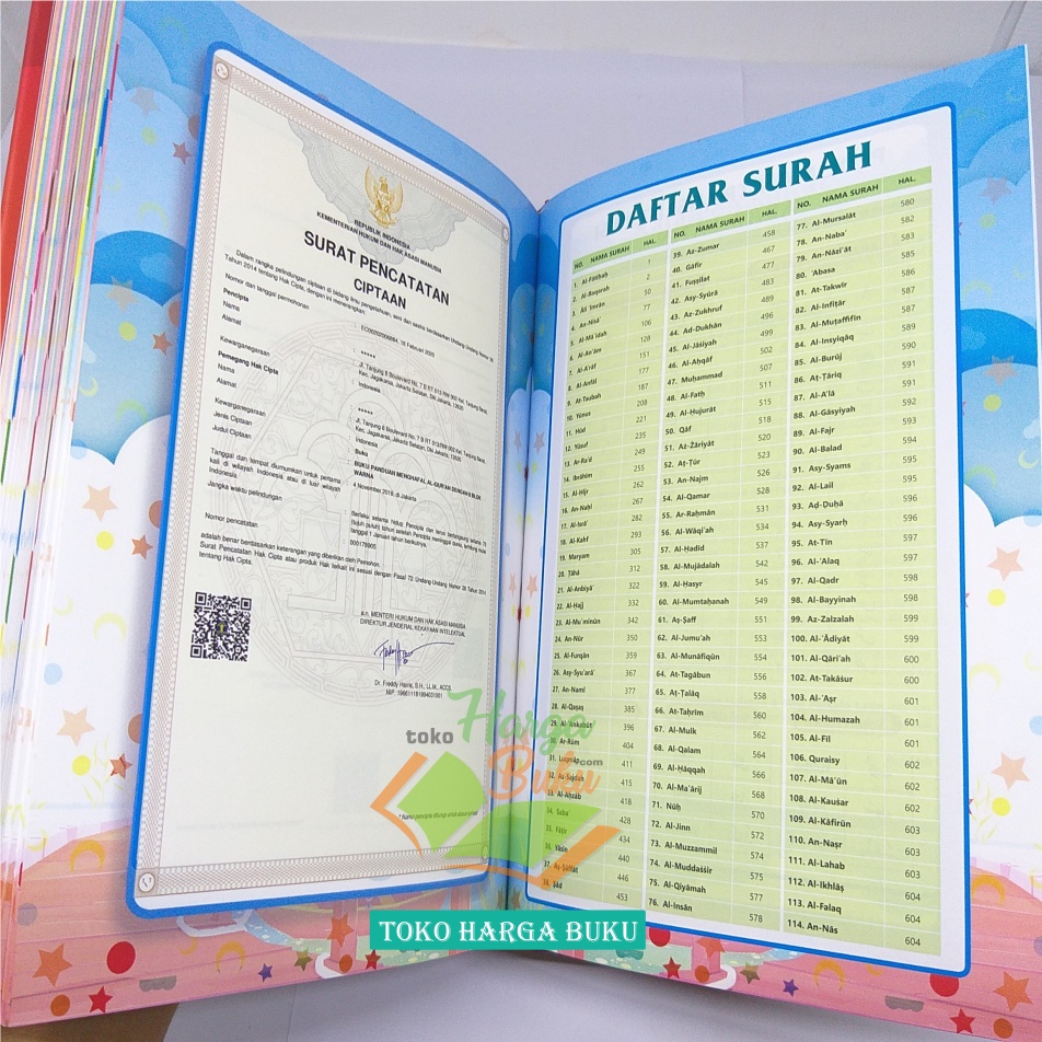 Al-Quran Hafazan Beginner Perkata Latin A5 HC 8 Blok Transliterasi Latin Rasm Usmani Tajwid Warna Terjemah Al Qur'an Hafalan Penerbit Al-Qosbah