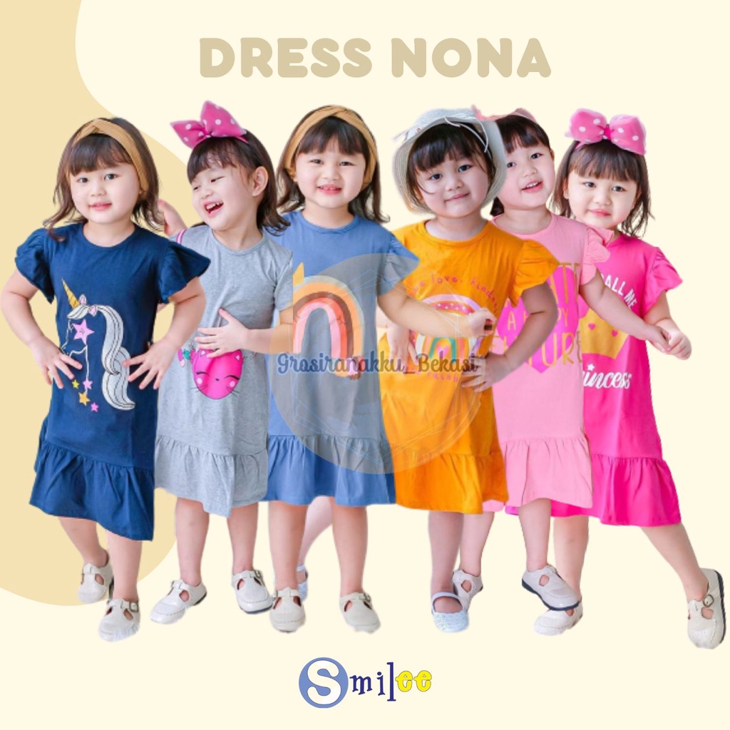 Dress Anak Smilee Nona Mix Motif size 1-5Tahun