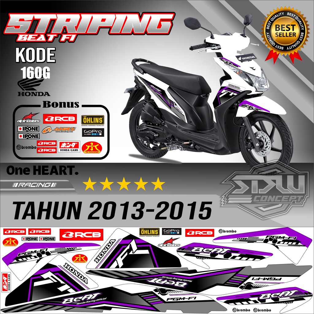 Striping Beat 2013-2015  Stiker Lis Motor Beat Variasi kode 160