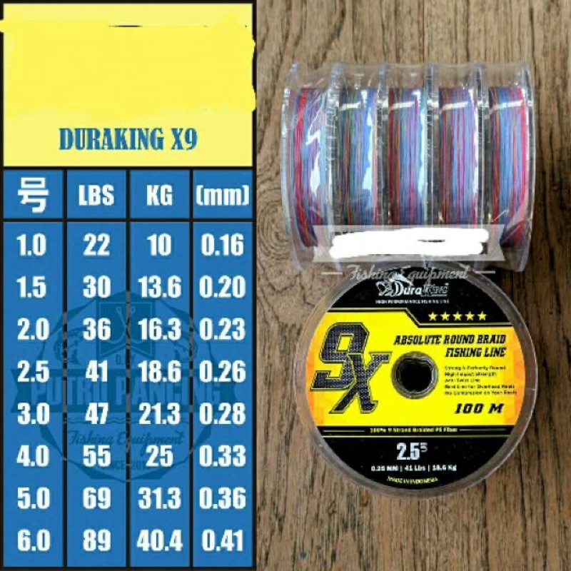 PE Duraking x9, Duraking absolute pe 1, 1.5, 2, 3 multi colour 100m connecting